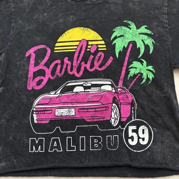 Barbie Crop Top Black Acid Wash Retro xs barbiecore - Picture 2 of 6